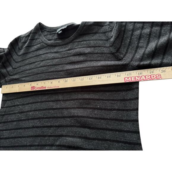 Sweater Dress AB Studio L Black Gray Striped Pullover Knee Length Stretch Fall - Picture 5 of 6